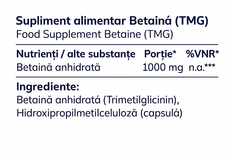 TMG Betaina Moleqlar eticheta